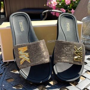 Michael Kors Glitter Chain Slides